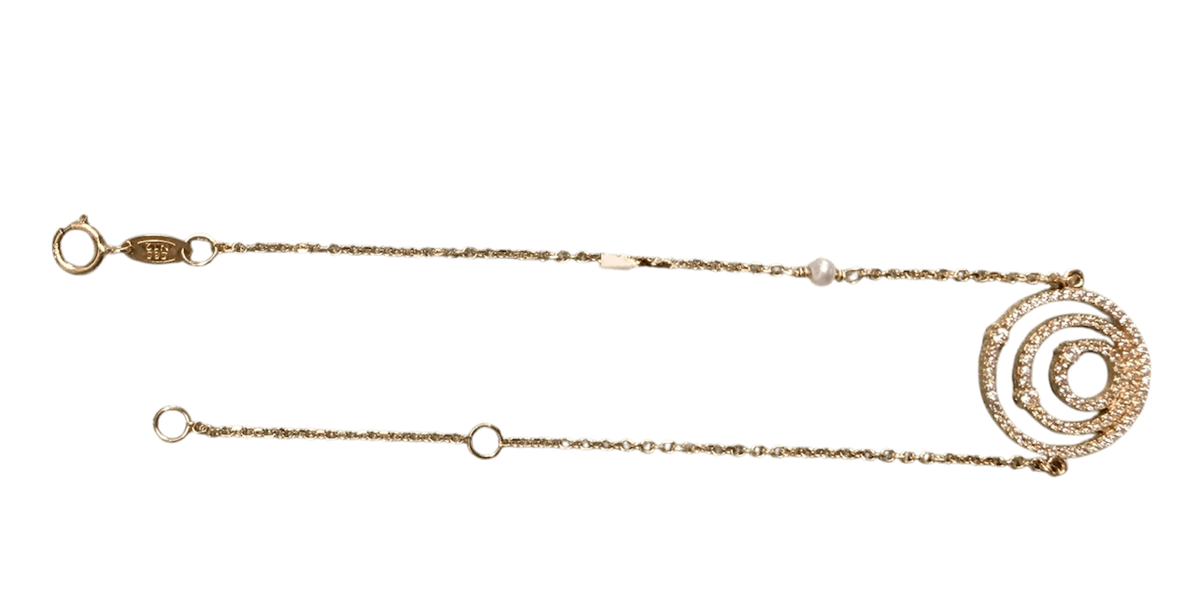 Armband Gelbgold 0,585, Zirkon, Süsswasserperle – Bild 2