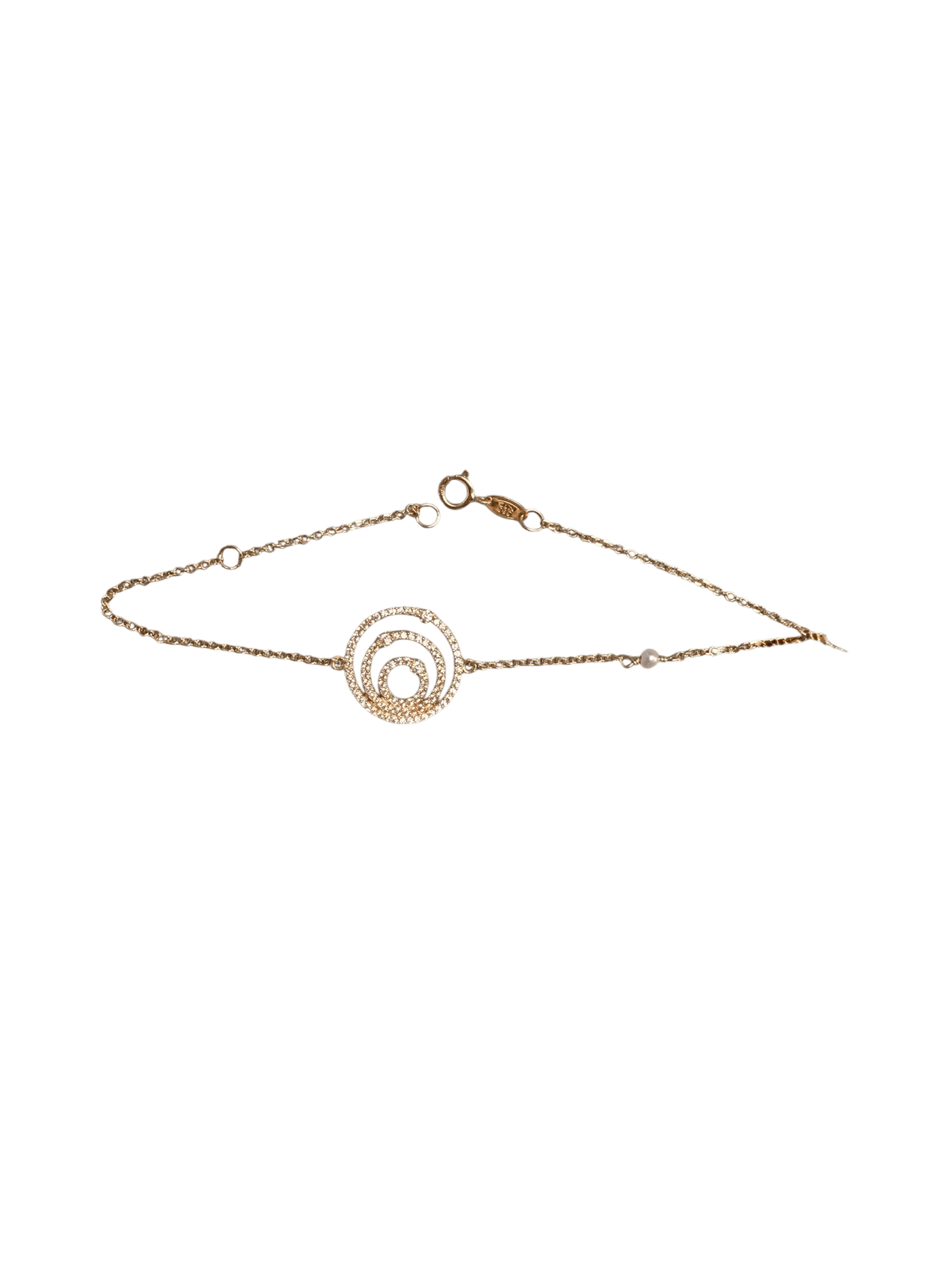 Armband Gelbgold 0,585, Zirkon, Süsswasserperle – Bild 1
