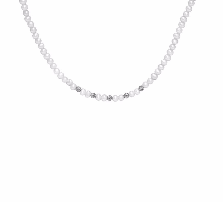 Elegante Süßwasserkette mit 925 Sterling Silberelementen