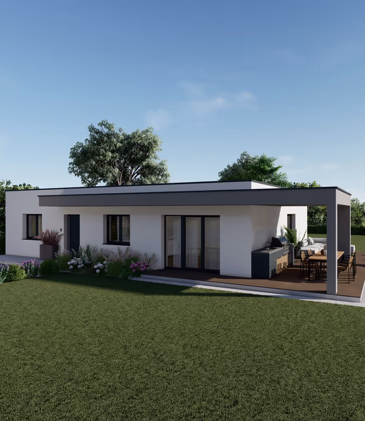 Rohbau Bungalow inkl. Fenster und Haustüre – Bild 1