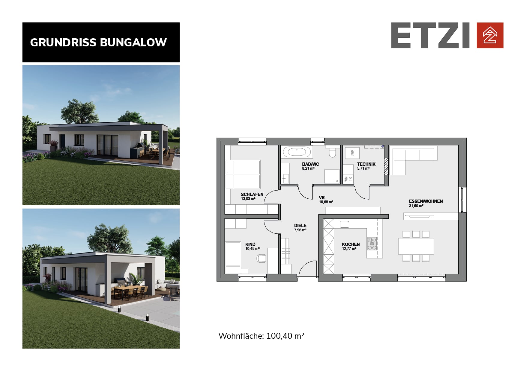 Rohbau Bungalow inkl. Fenster und Haustüre – Bild 3